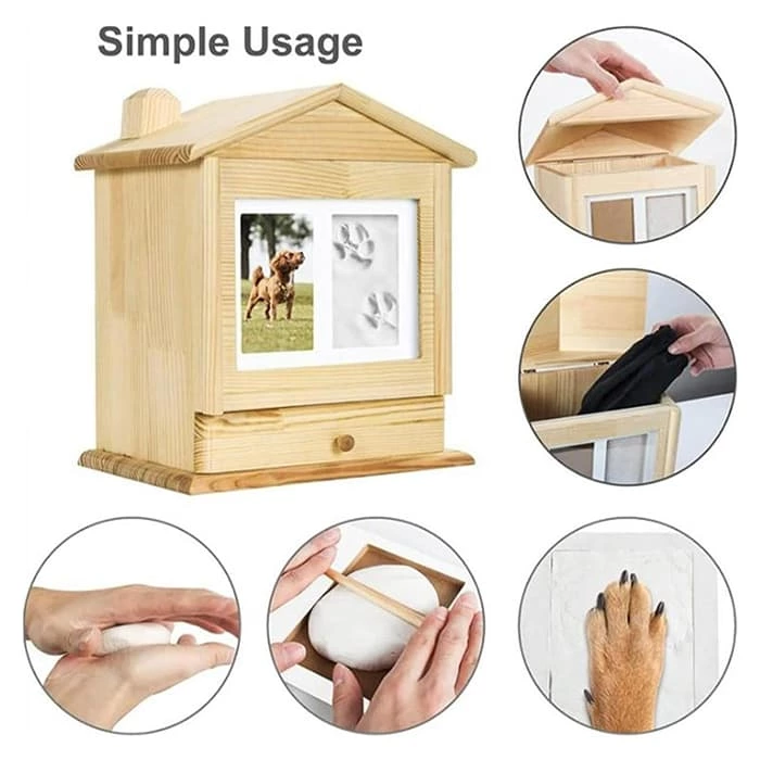 Pet Cat & Dog Cremation Urn House, Bamboo Pet Urn
