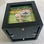 Cube Wooden Pet Urn, Four Sides Photo Frame Urn
