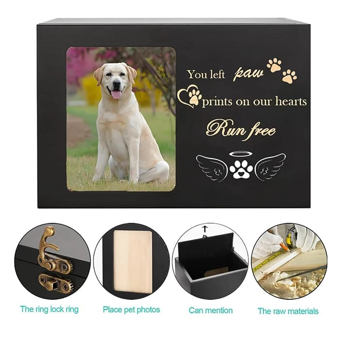 Large Dog Urn for Ashe, Solid Wood Keepsake Cremation Urn