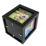 Cube Wooden Pet Urn, Four Sides Photo Frame Urn
