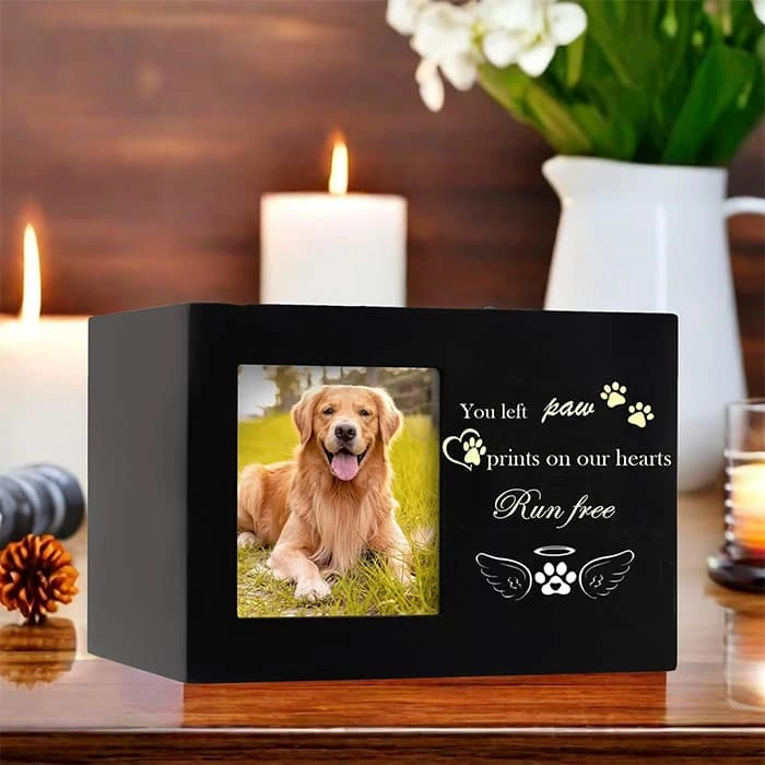 Large Dog Urn for Ashe, Solid Wood Keepsake Cremation Urn