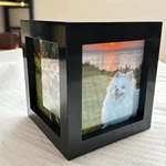 Cube Wooden Pet Urn, Four Sides Photo Frame Urn