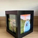 Cube Wooden Pet Urn, Four Sides Photo Frame Urn