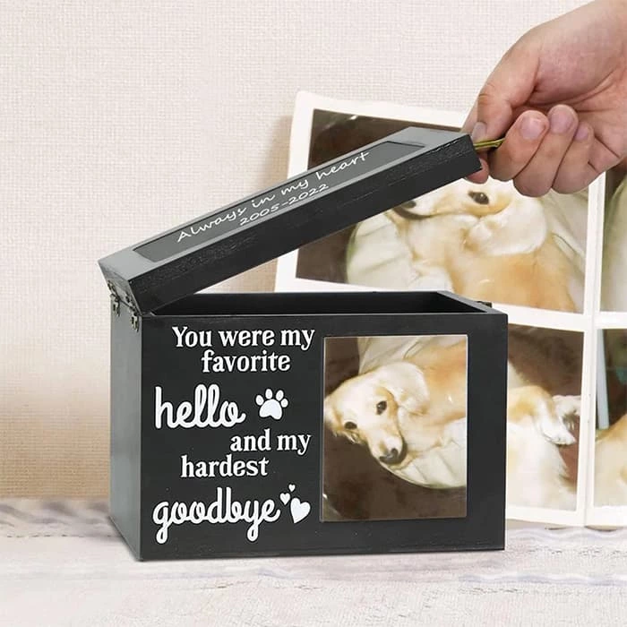 MDF Pet Memorial Urn with Writable Blackboard, Keepsake Cremation Urn for Dog /Cat