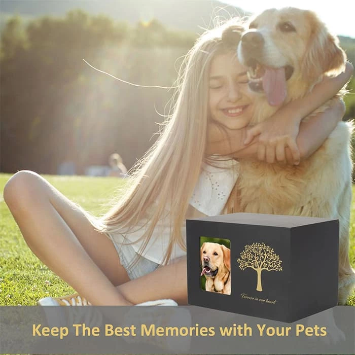 Keepsake Cremation Urn, Funeral Cremation Urn, Tree Life Design Brass Metal Dog Memorial Photo Frame