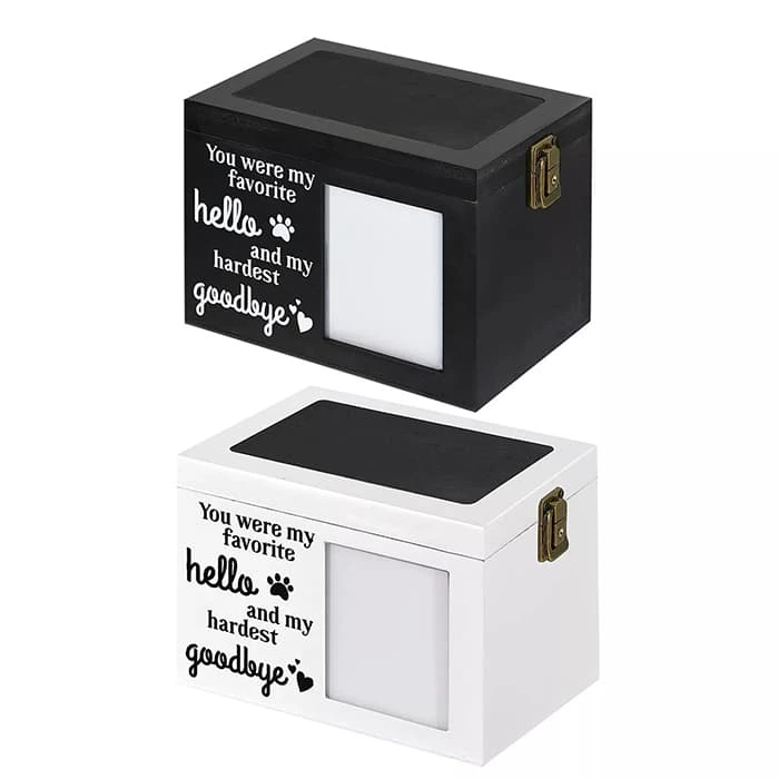 MDF Pet Memorial Urn with Writable Blackboard, Keepsake Cremation Urn for Dog /Cat