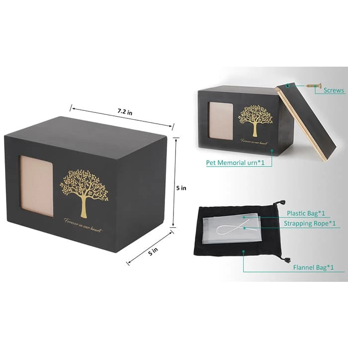 Keepsake Cremation Urn, Funeral Cremation Urn, Tree Life Design Brass Metal Dog Memorial Photo Frame