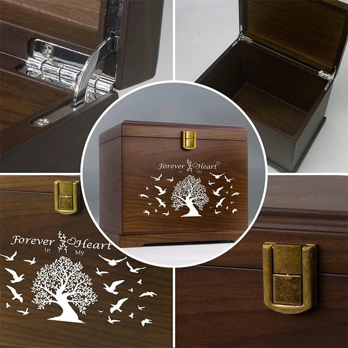 Medium Dog Urn for Ashes, and Personalized Pet Memorial Wood Pet Ash Urn for Dog