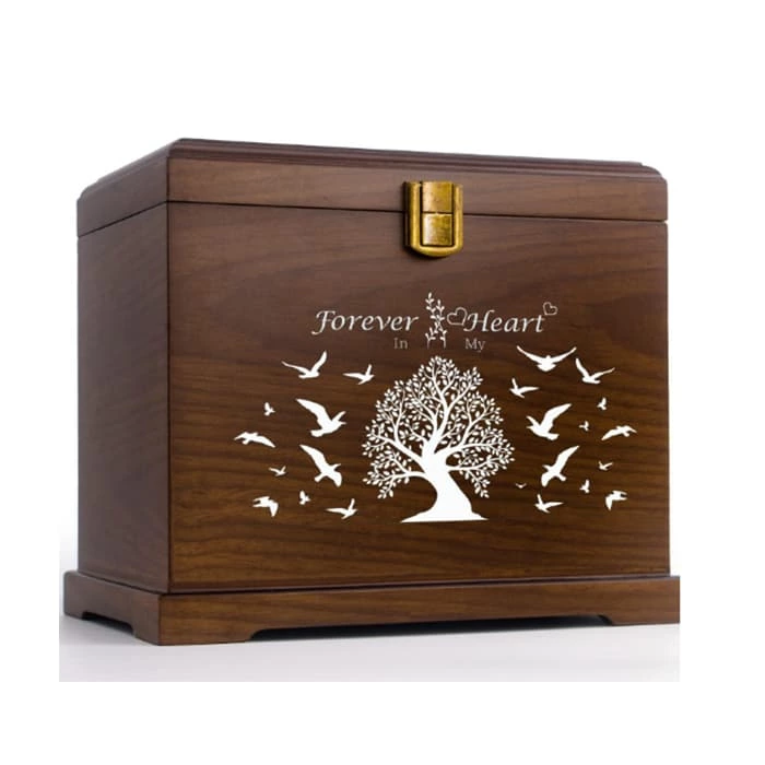Medium Dog Urn for Ashes, and Personalized Pet Memorial Wood Pet Ash Urn for Dog