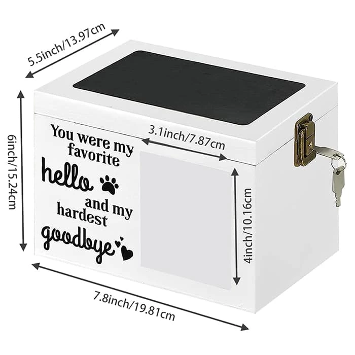 Keepsake Cremation Urn with small Black Board,  Key&Lock, Photo Frame Urn for Pet Ashes