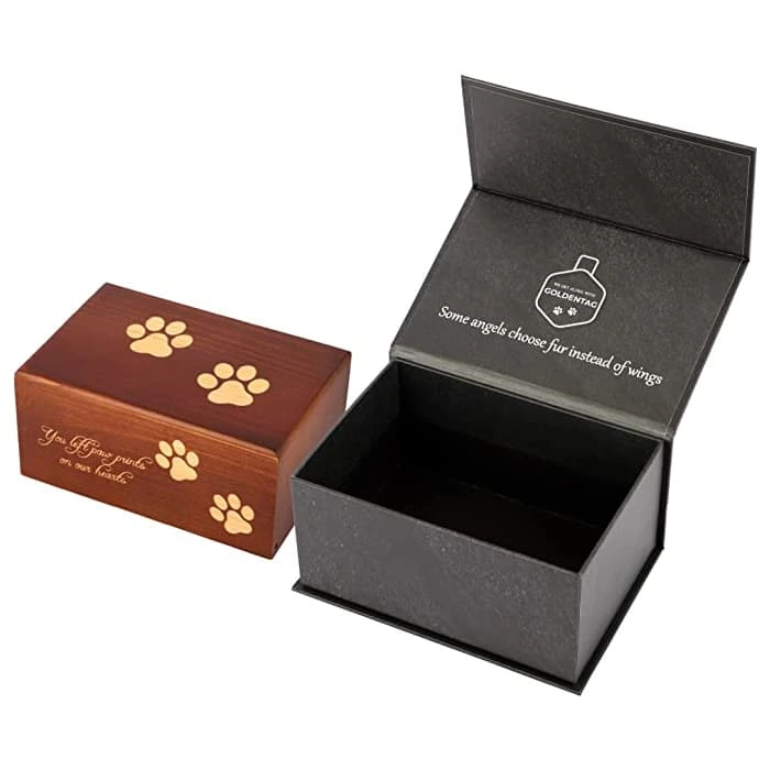 Pet Casket Brass Paw Pattern, Pet Keepsake Casket