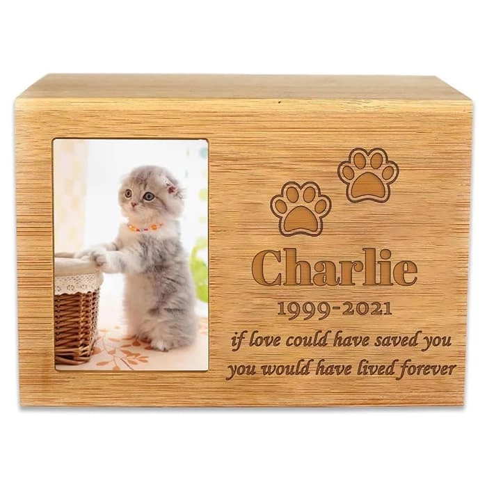 Bamboo Pet Urn,  Keepsake Urns Photo Box