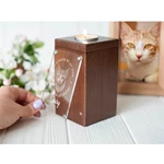 Wooden Cat Urn, Small Wooden Urns for Ashes
