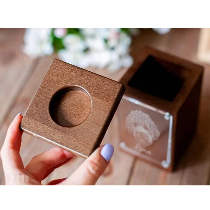Wooden Cat Urn, Small Wooden Urns for Ashes