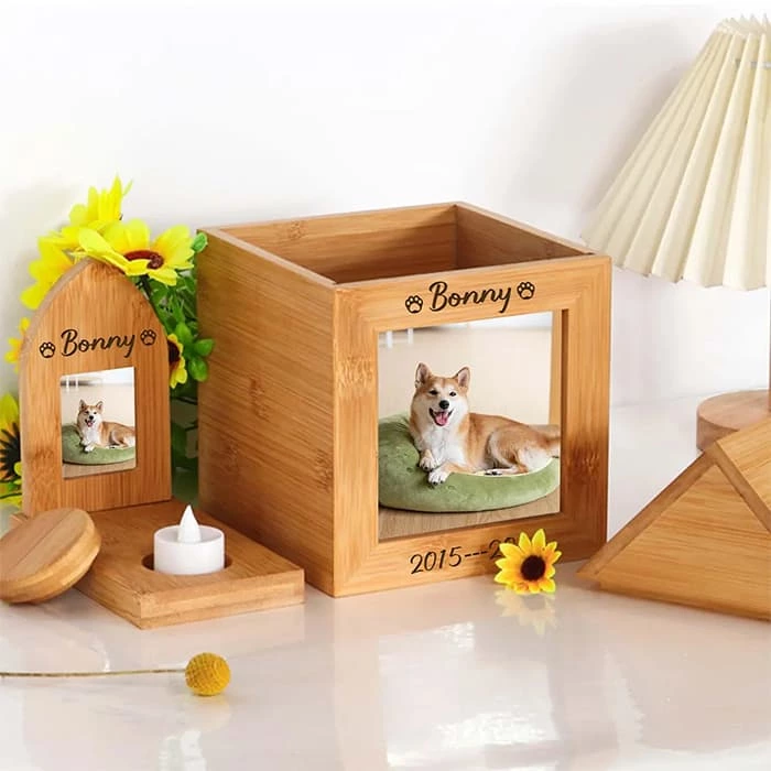 Handcrafted Wooden Memorial Urn for Pet Ashes,  keepsake Wooden Urns for Cat, Dog