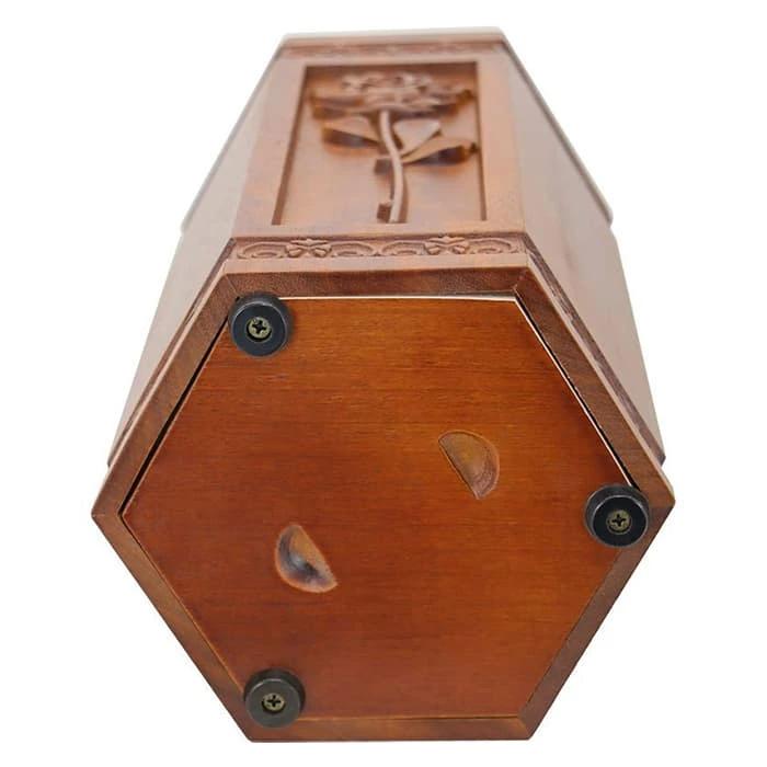 Handmade Rose Style Wooden Urns for Ashes