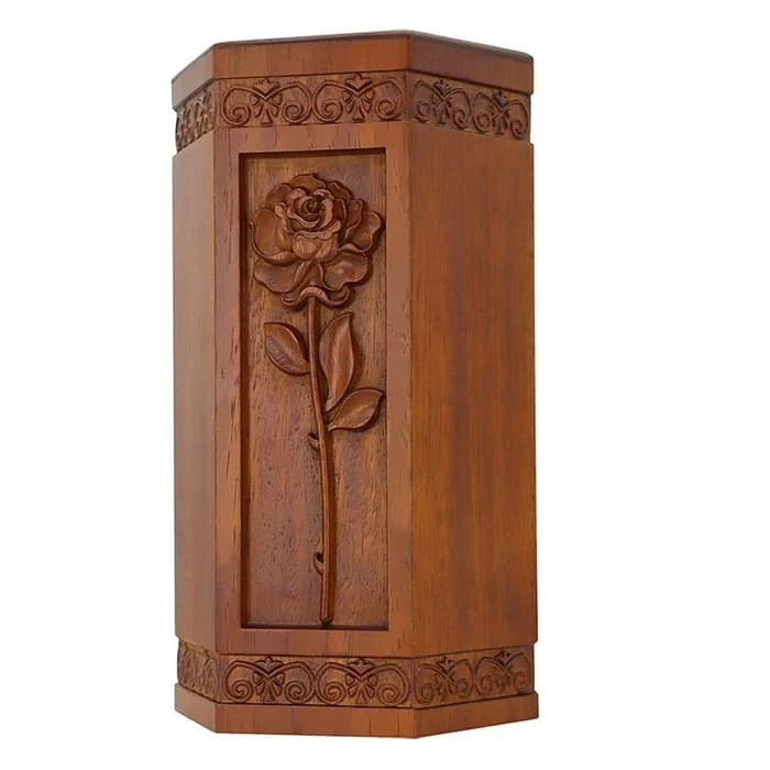 Handmade Rose Style Wooden Urns for Ashes