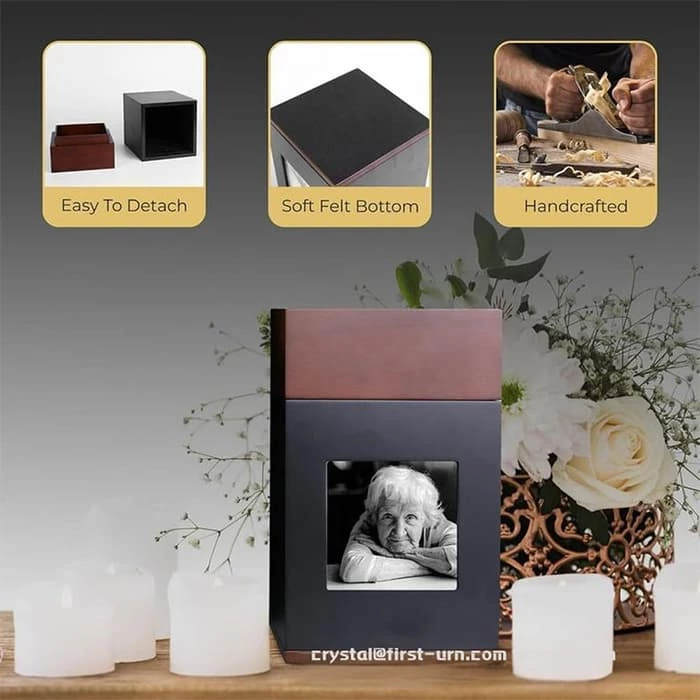 Modern Solid Walnut Wooden Urn for Human Ashes