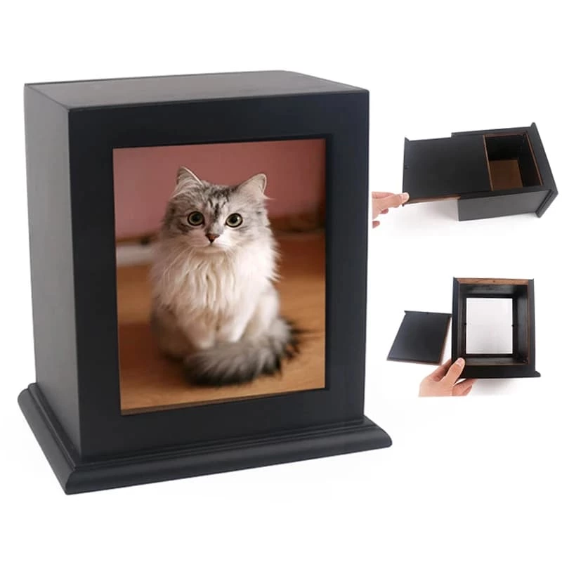 Bigger Photo Frame Cremation Urn for Pets, Pine Wood Urn