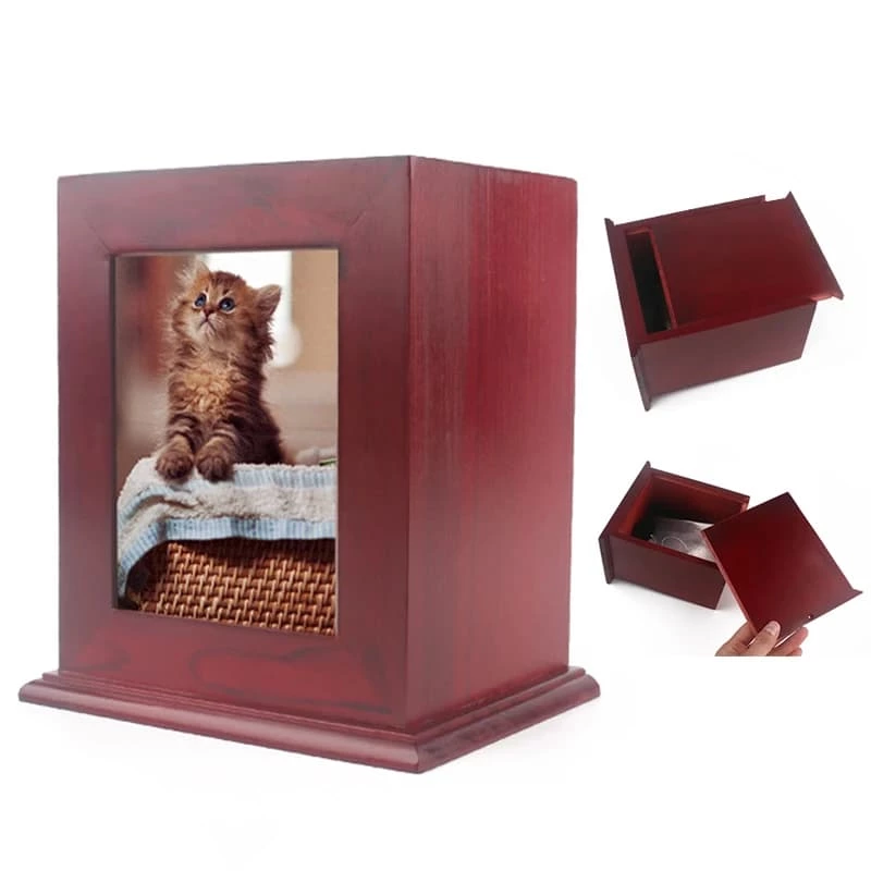Bigger Photo Frame Cremation Urn for Pets, Pine Wood Urn
