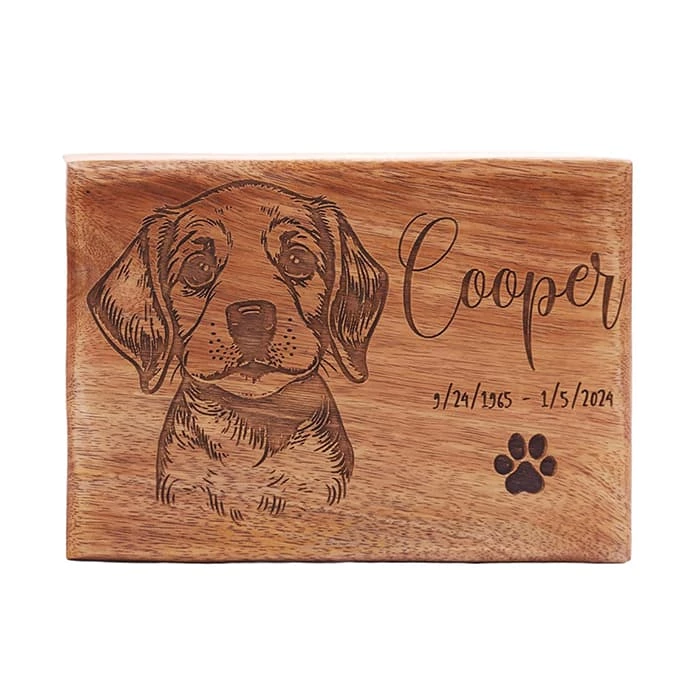 Mango Wooden Cremation Urns for Dogs Design