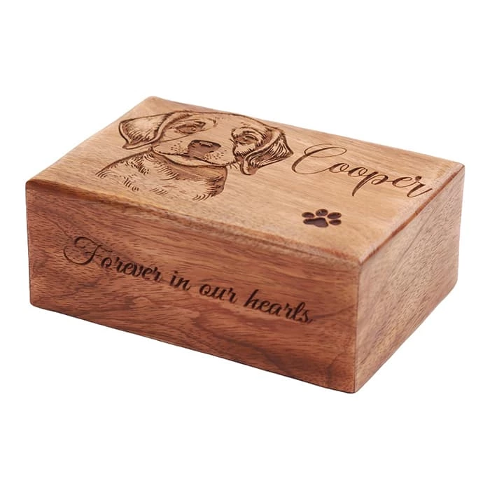 Mango Wooden Cremation Urns for Dogs Design