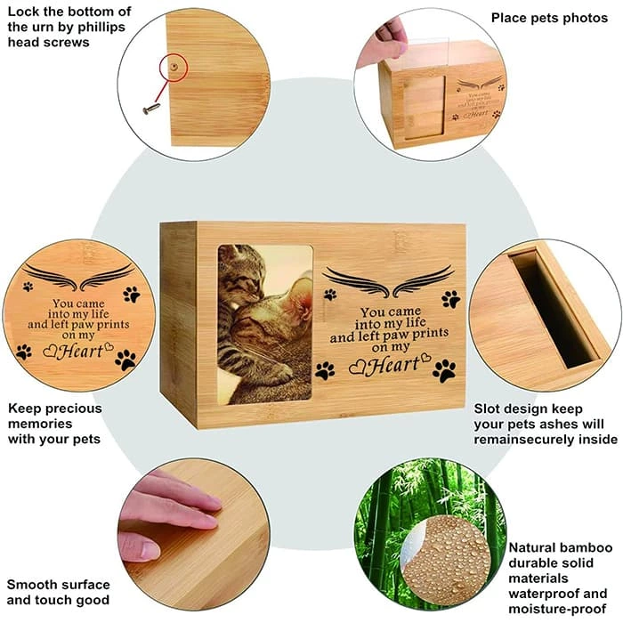 Nature Bamboo Pet Caskets Urns, Keepske Cremation Pet Ashes Casket