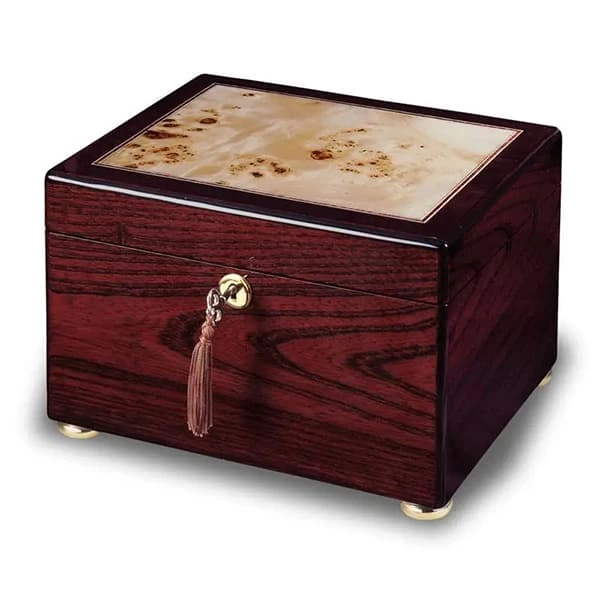 Poplar Wood Cremation Urn Inlay Marble or High-gloss Veneers