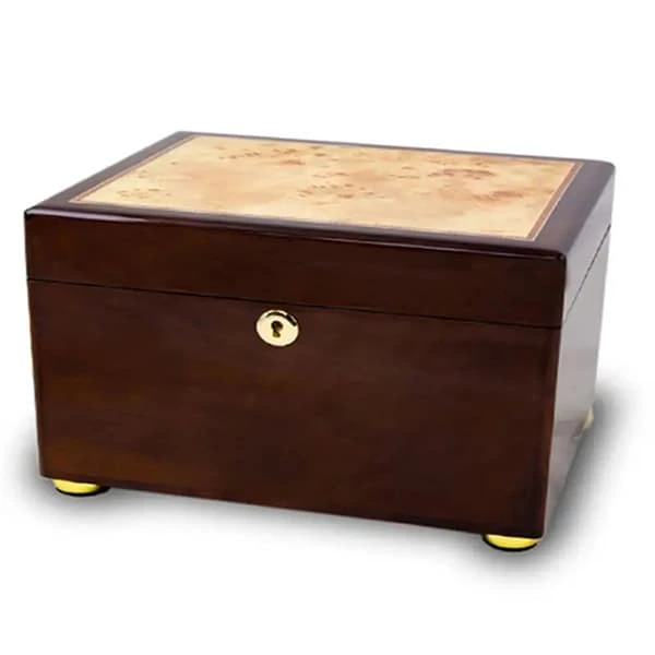 Poplar Wood Cremation Urn Inlay Marble or High-gloss Veneers