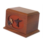 Handmade Wood Cremation Pets Urn wiith Inlay Flower Bird Pattern