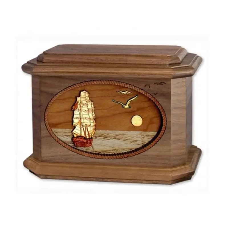 Solid Wooden Cremation Urn Inlay Handmade Pattern