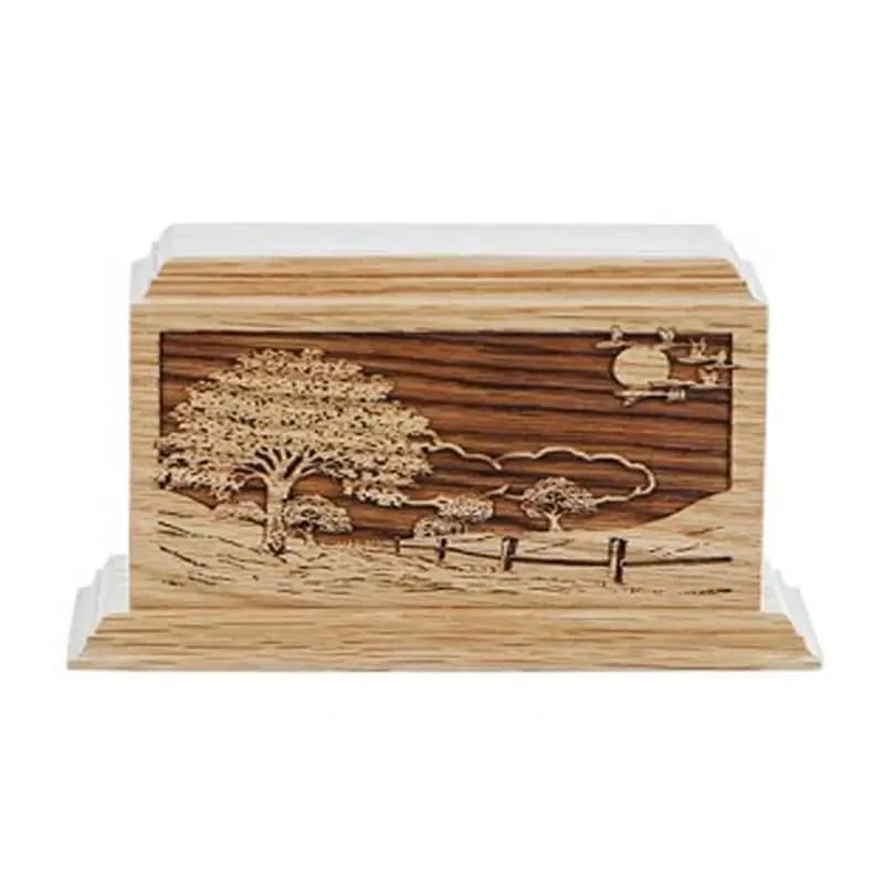 Solid Wooden Cremation Urn Inlay Handmade Pattern