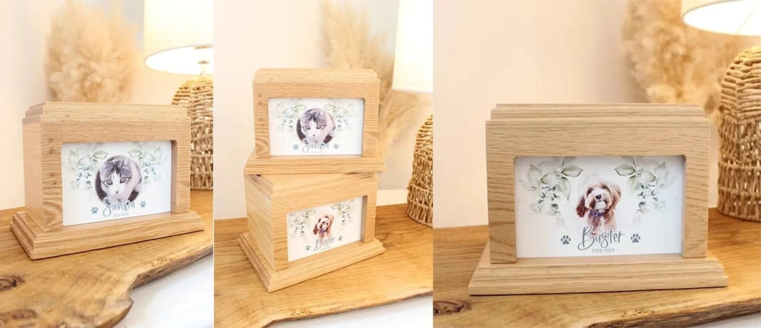 Keepsake Wood Pets urn with Photo Frame Design