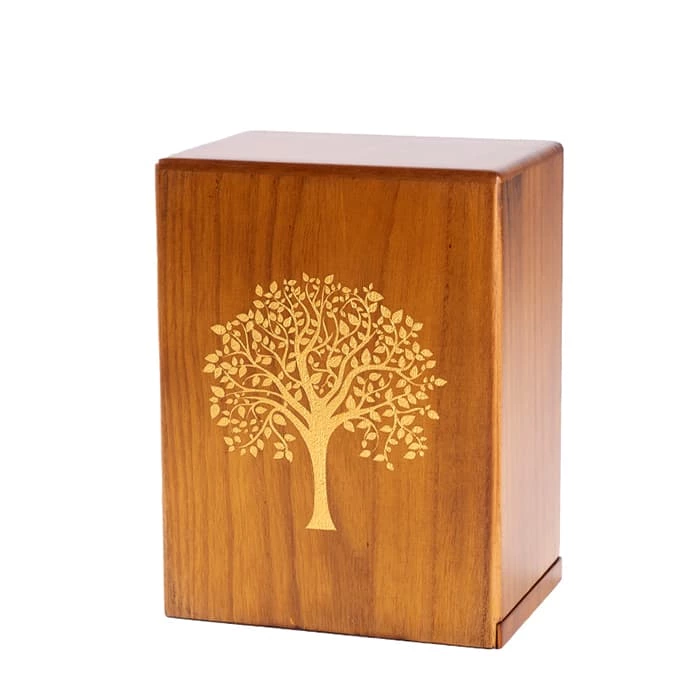 Funeral Wooden Urn for Human Ashes with Life Tree Pattern