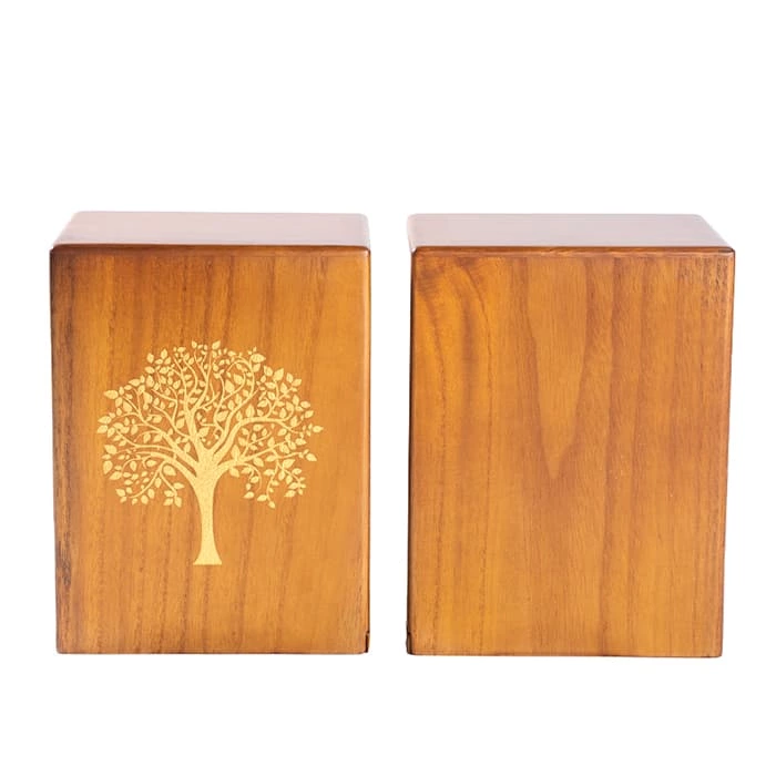 Funeral Wooden Urn for Human Ashes with Life Tree Pattern