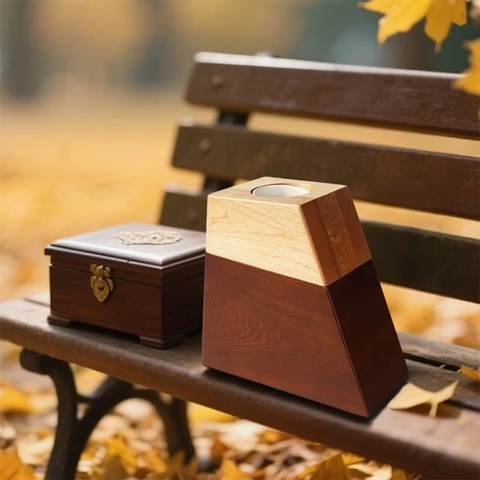 Our Life Companion Pet Wooden Urn with Small Potted Plant compartmemt