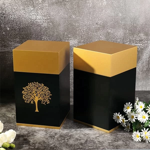 Modern Style Mix Mateiral Cremation Wooden Urn Box for Human Ashes