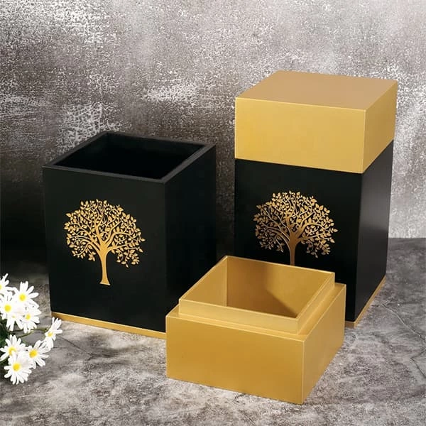 Modern Style Mix Mateiral Cremation Wooden Urn Box for Human Ashes