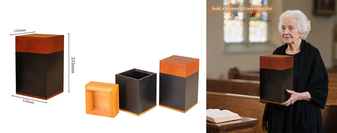 Modern Solid Walnut Wooden Urn for Human Ashes