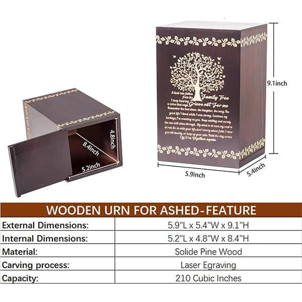 Solid Pine Wooden Cremation Boxes for Humans