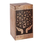 Carving Wing Pattern Wooden Cremation Urns for Human Ashes