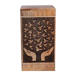 Carving Wing Pattern Wooden Cremation Urns for Human Ashes