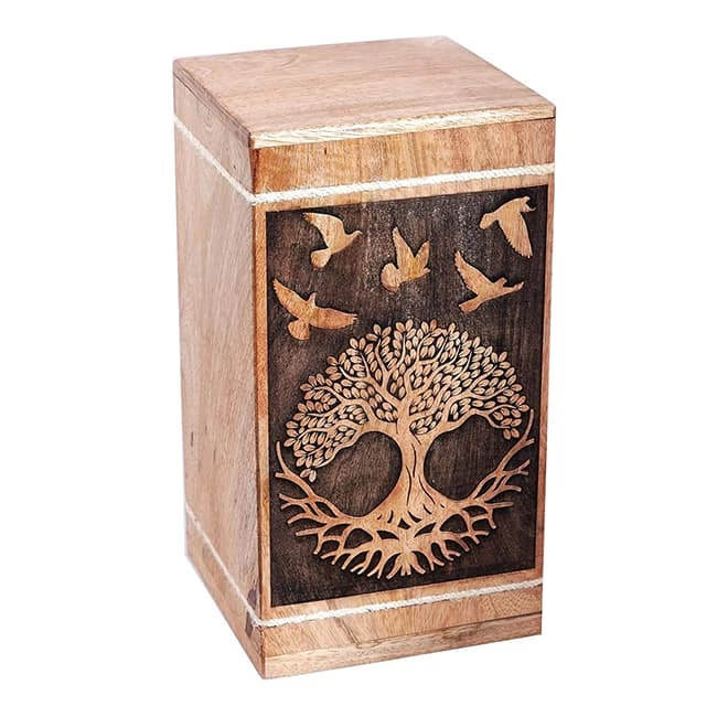 Carving Wing Pattern Wooden Cremation Urns for Human Ashes