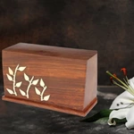 Green Tree Pattern Handmade Wood Cremation Urns