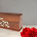 Green Tree Pattern Handmade Wood Cremation Urns