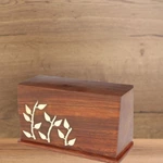 Green Tree Pattern Handmade Wood Cremation Urns
