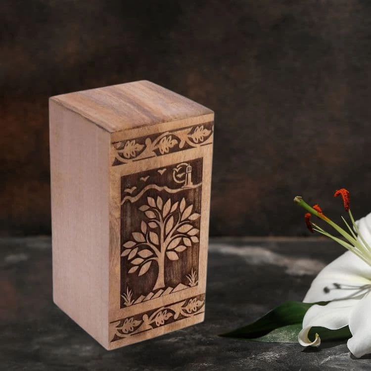 Handmade Pattern Wooden Urns for Pet Ashes