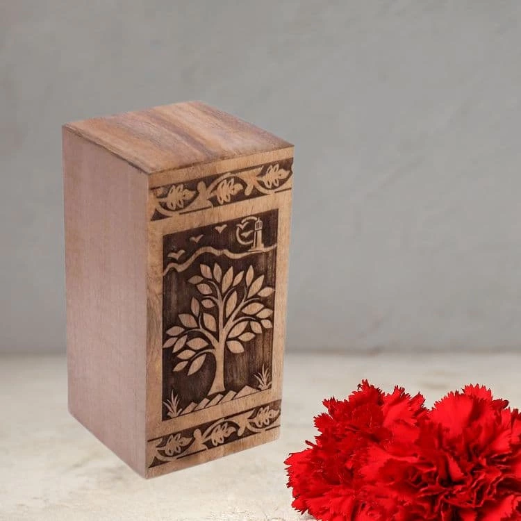 Handmade Pattern Wooden Urns for Pet Ashes