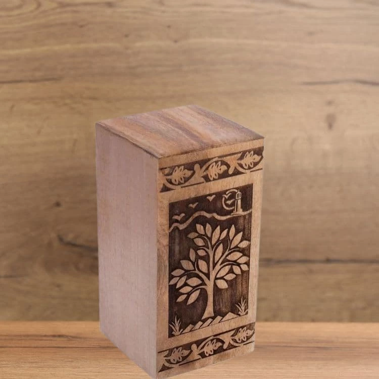 Handmade Pattern Wooden Urns for Pet Ashes