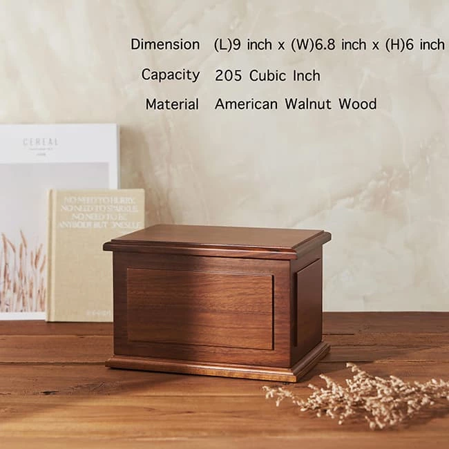 Walnut Wooden Urn Box for Human Ashes